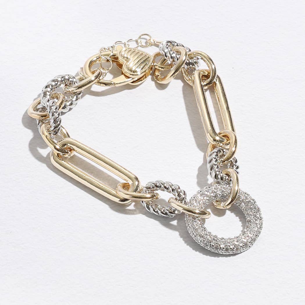 B Multi-Toned Chunky Chain Linked CZ Bracelet for wholesale on Faire5