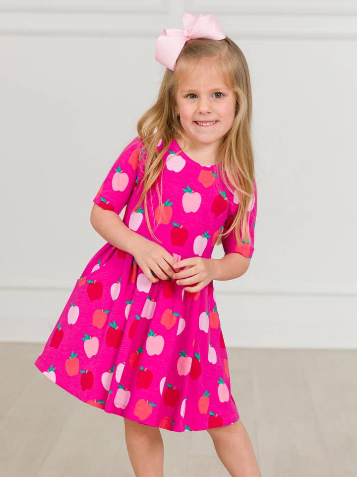 Pink Girls Apple of My Eye Short Sleeve Knit Twirl Dress
for wholesale on Faire1