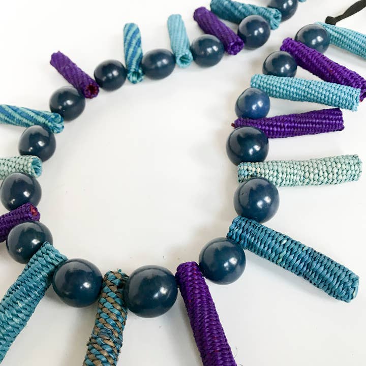 Belart Fair Trade - Wholesale Beaded/Pearl Necklace - Iraca Woven Palito & Chicon Necklace - Long