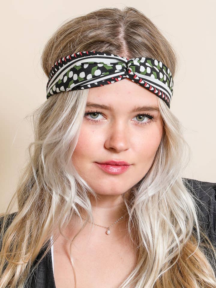 Mod Pattern Twist Headband - Bohemian, Chic, Versatile 🌀 for wholesale by Leto Accessories