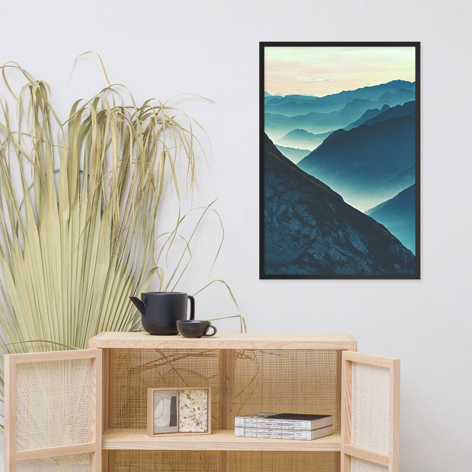 Pipa Wall Art & Home Decor – wholesale Art print – Misty Blue Silhouette Mountain Range Photo Framed Art22