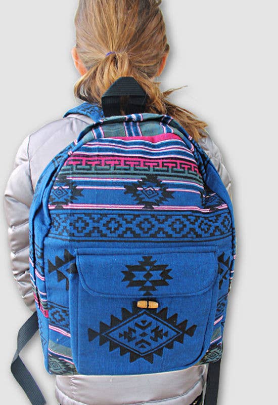 Ganesh Himal Trading - Wholesale Backpack - Women's - Small Cotton Blockprint Backpack with Adjustable Straps3