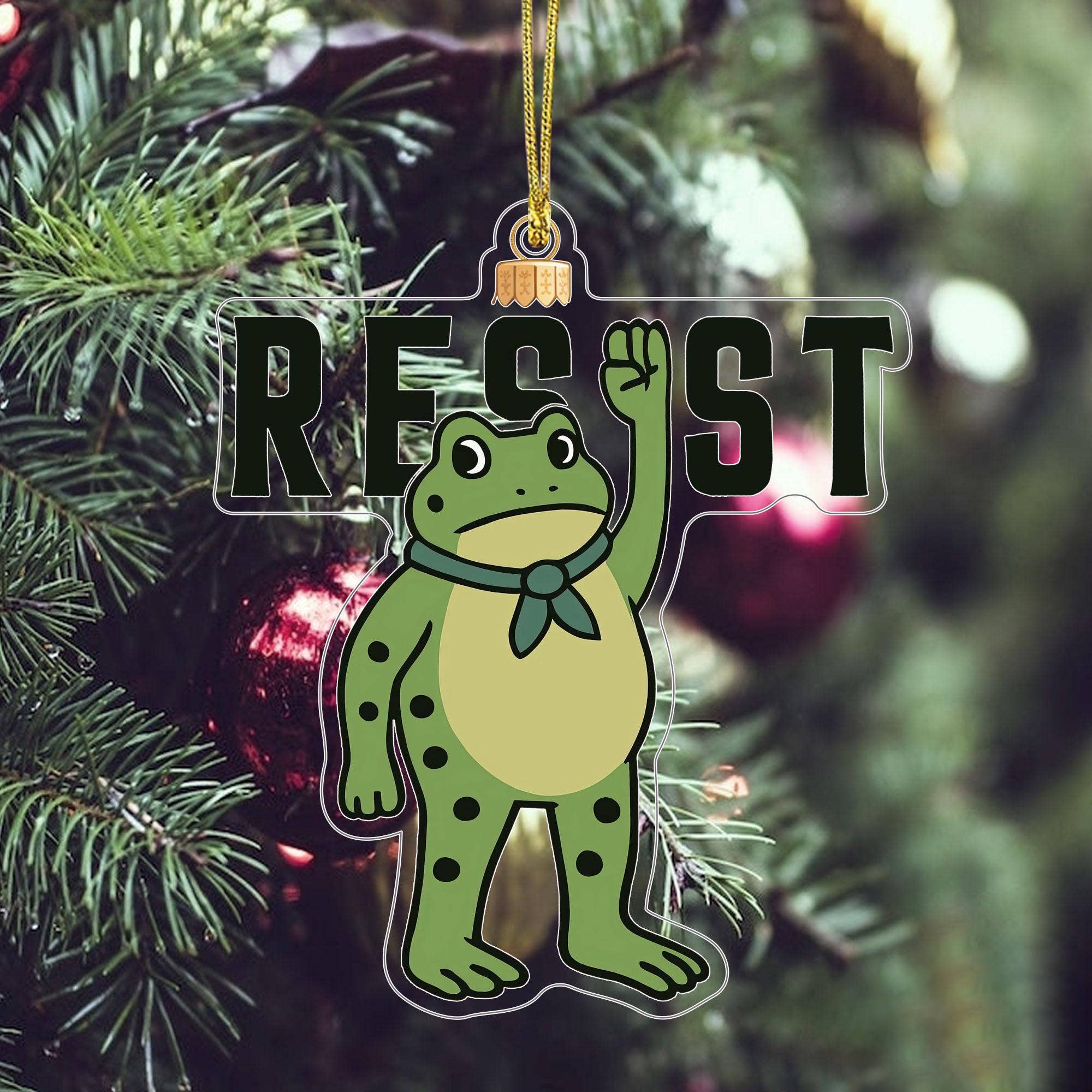 Embrova - Vendita all'ingrosso Decorazione - Ornamento in acrilico resistente a forma di rana, ornamento natalizio politico in acrilico0