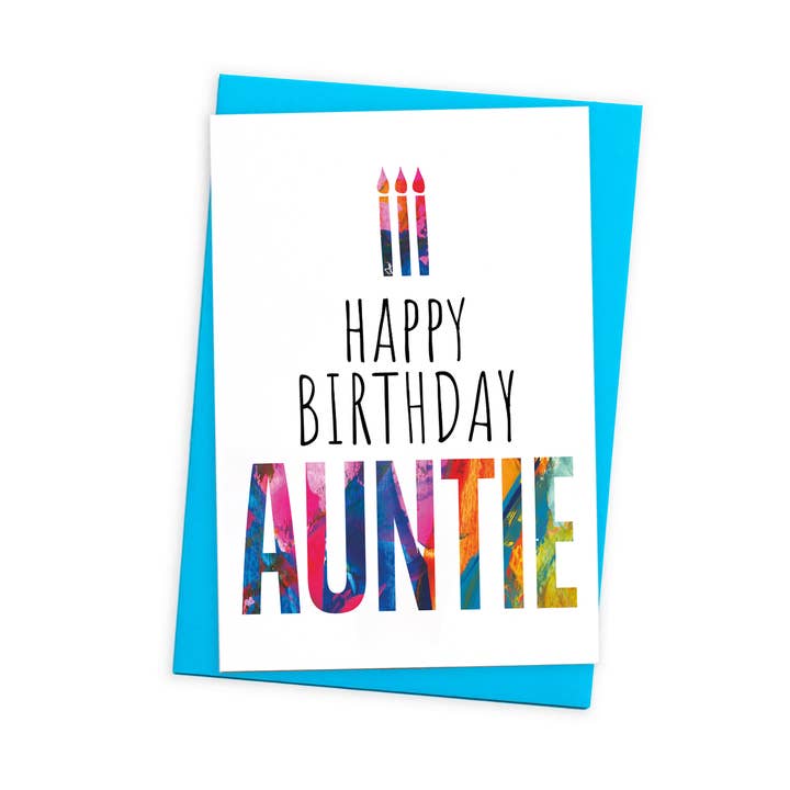 Modern Auntie Birthday Card with Coloured Envelope for wholesale by size3art
