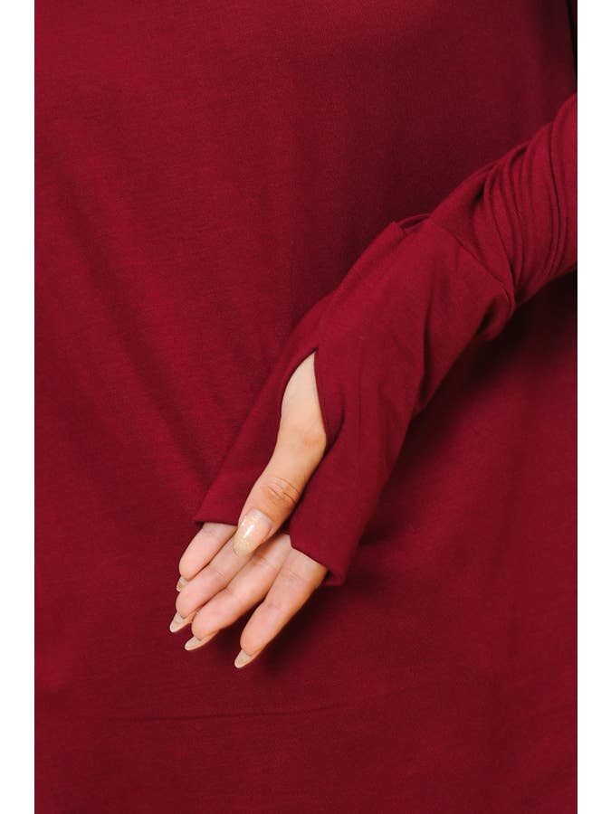 Burgundy Apparel - Wholesale Tunic - Women's - LONG SLEEVE TOP WITH THUMB HOLE24