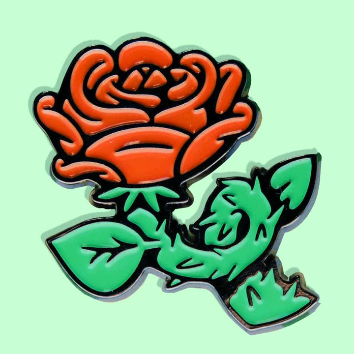 cartoon rose enamel pin for wholesale by It's Not That Weird