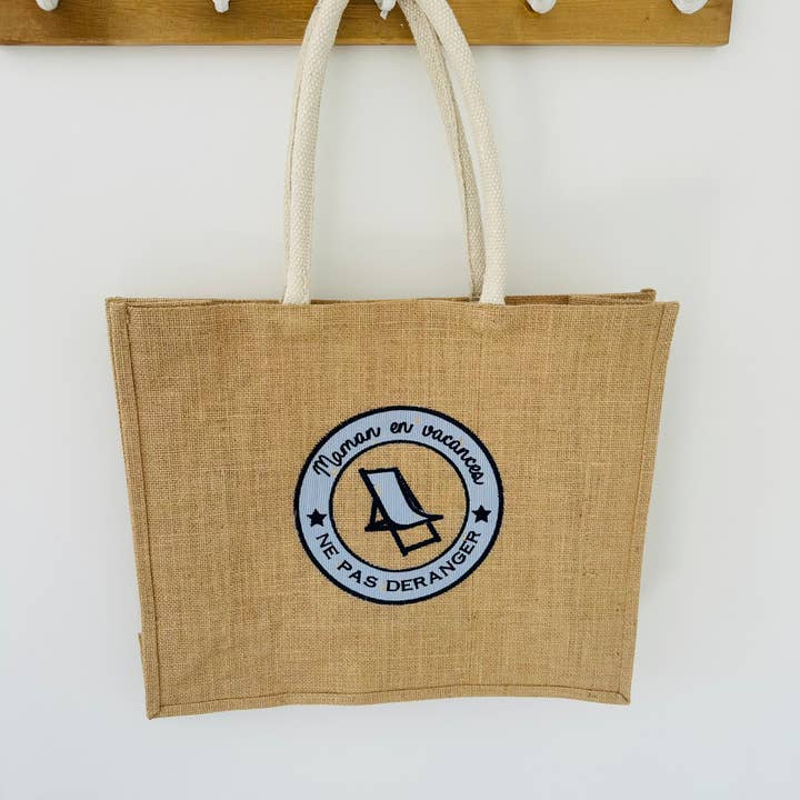 Jutetasche „Mama im Urlaub“ für den Großhandel von L'atelier d'Emilie