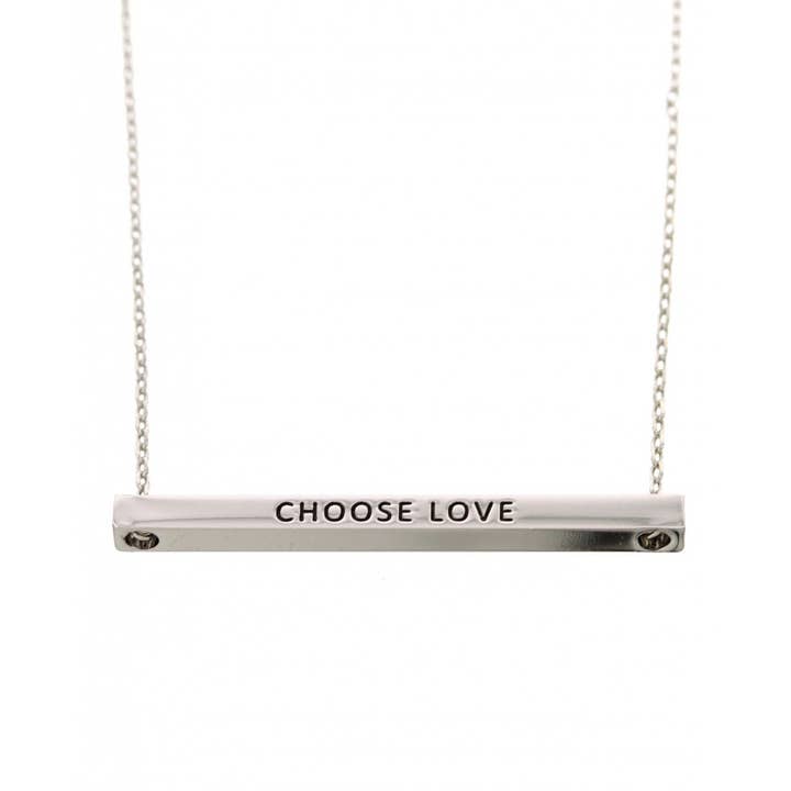 FR4352 CHOOSE LOVE_3D Brass Message Bar Necklace for wholesale by 0011 PREMIERE