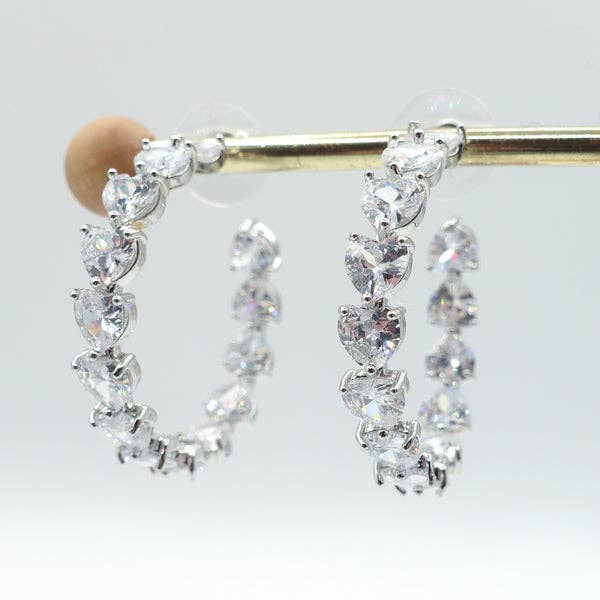 Daemon srls - Wholesale Dangle Earrings - CHERIE RAINBOW - Big hoops xl- orecchini a cerchio con cubic zirconia a forma di cuore2