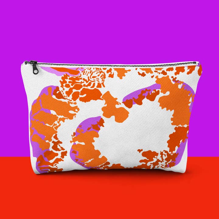 Pochette en denim Orchidée orange et violette-Grand pour la vente par Blandon Mitchell