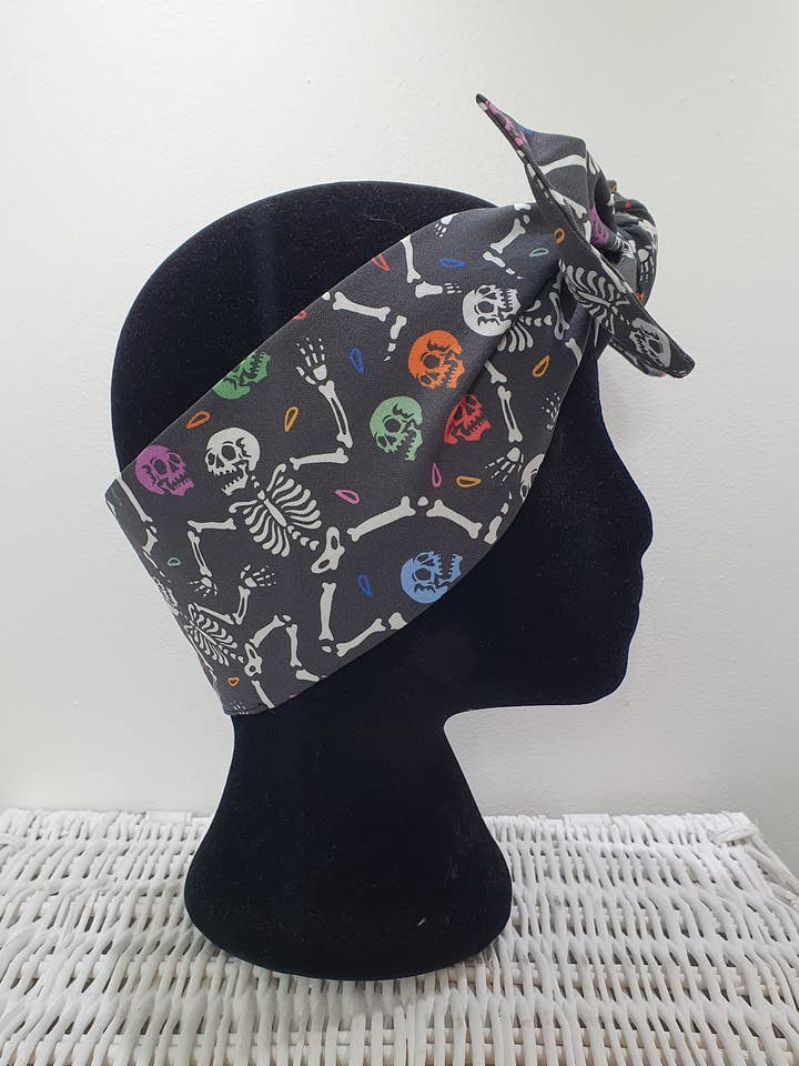 The dancing dead rainbow skeletons Halloween dolly bow scar for wholesale by Aye Aye