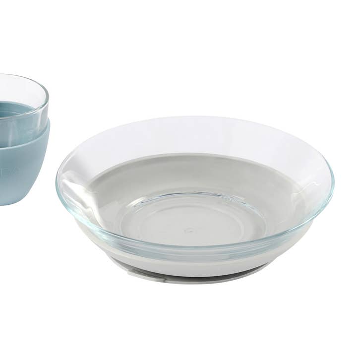 BEABA & Childhome - Wholesale Dinner Plate - Kids & Baby - BEABA Glass Meal Set - Rain