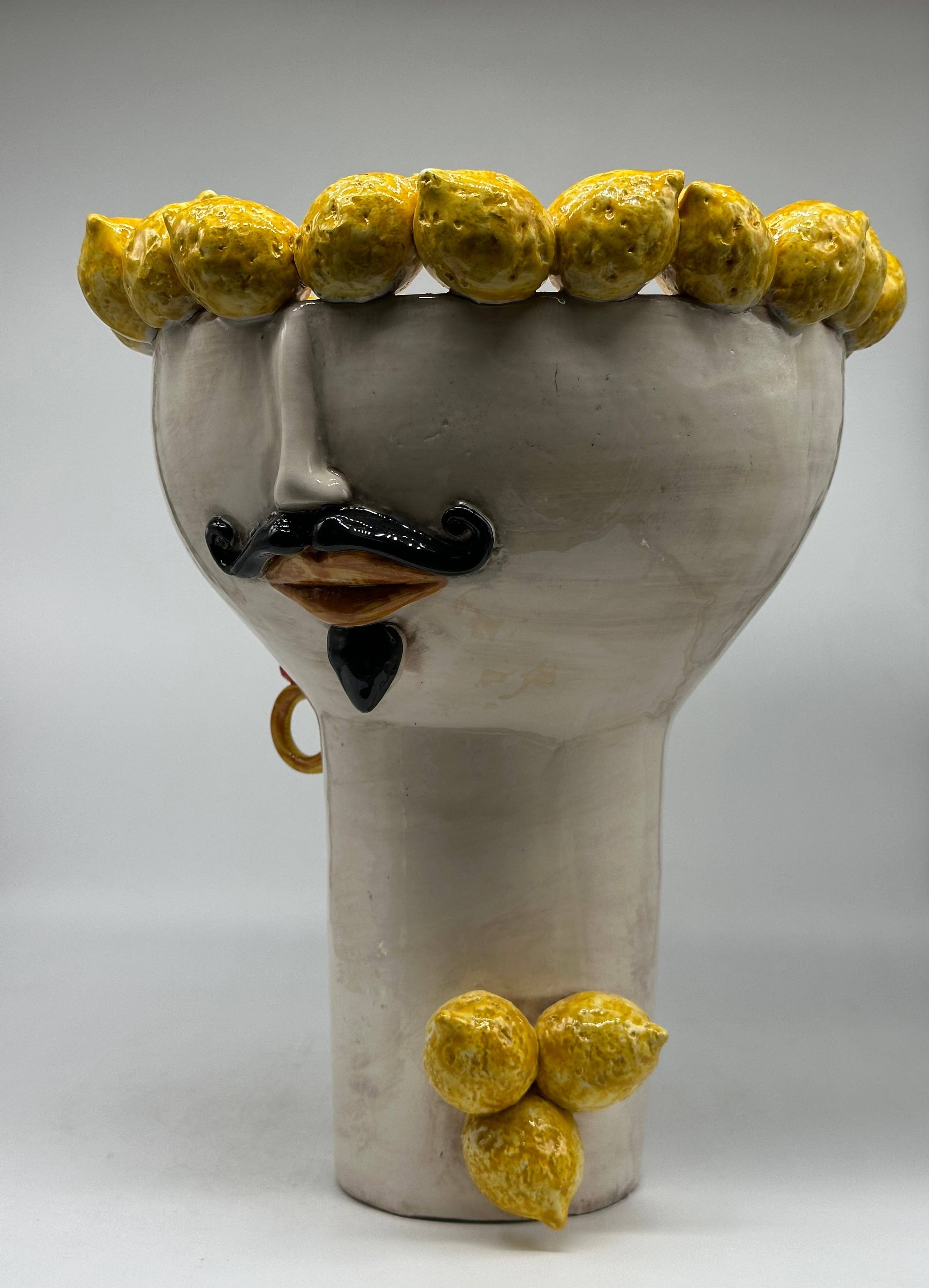 DD Ceramiche Siciliane - Wholesale Vase - Moorish Heads Citrus Ceramic Caltagirone cm H.35 L.28 Handmade2