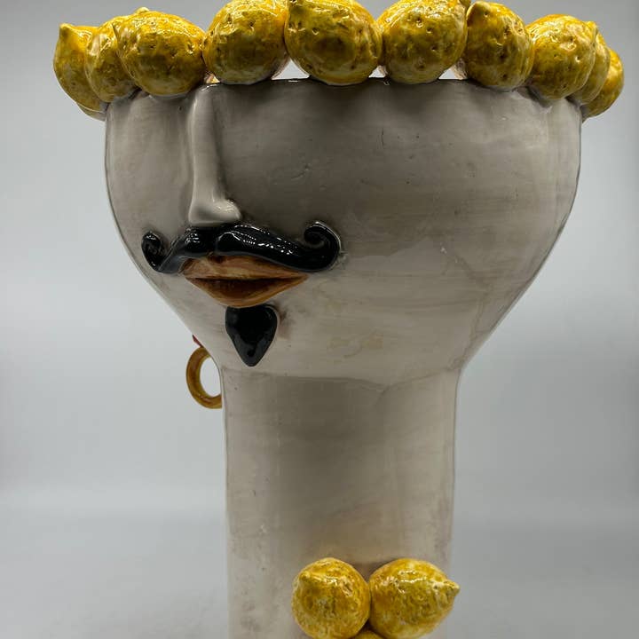 DD Ceramiche Siciliane - Wholesale Vase - Moorish Heads Citrus Ceramic Caltagirone cm H.35 L.28 Handmade2