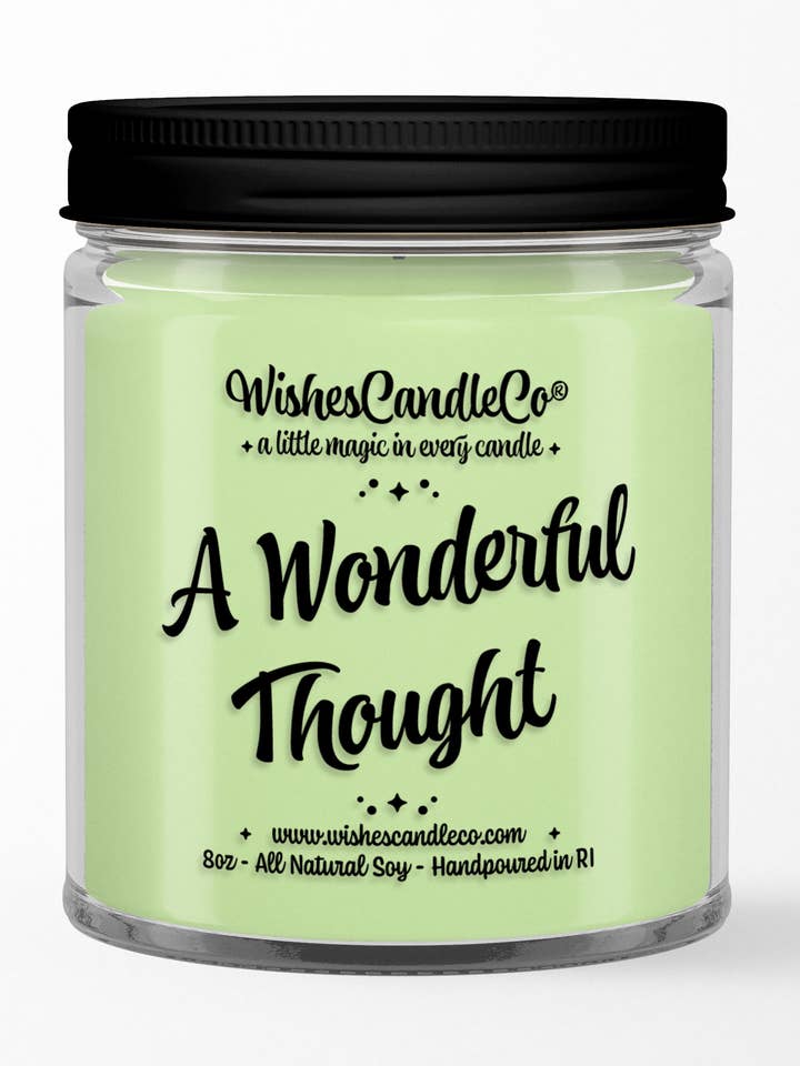 A Wonderful Thought 8oz Hidden Pin Candle for wholesale by Wishes Candle Co