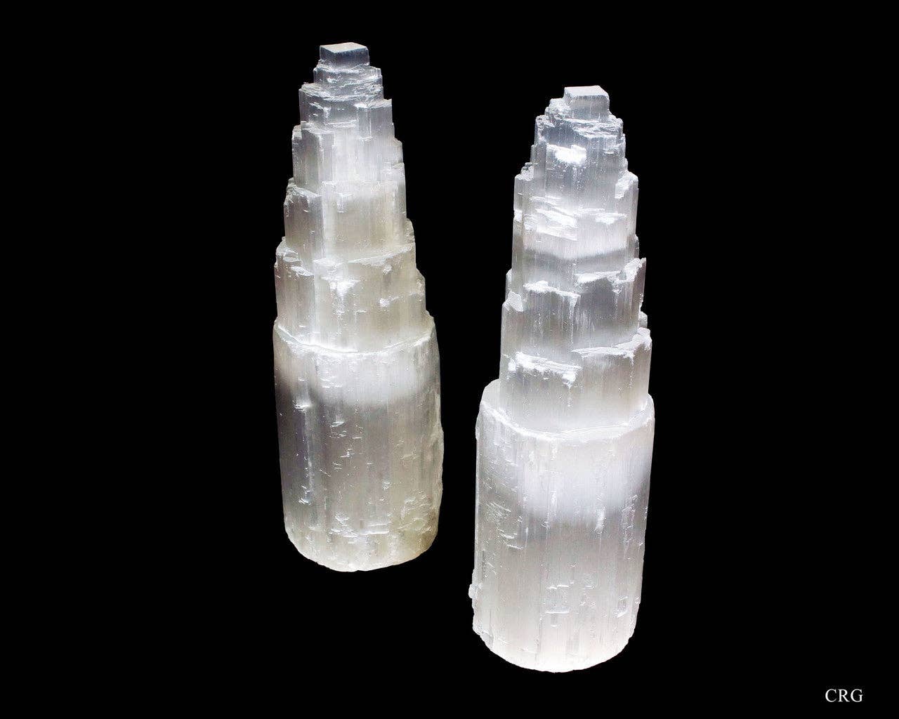 Crystal River Gems LLC - Wholesale Spiritual Stone/Crystal - Selenite Skyscraper Tower Lamp 7"-9" avg. / CORD and BULB IN1