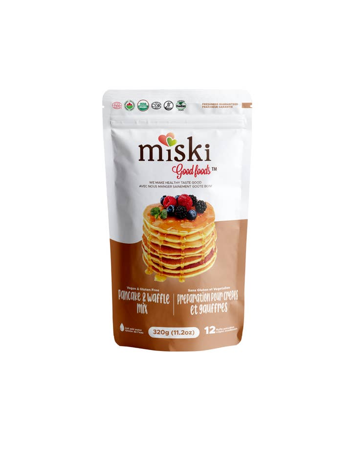 Mix per pancake e waffle biologico, vegano e senza glutine per la vendita all'ingrosso da parte di Miski Organics