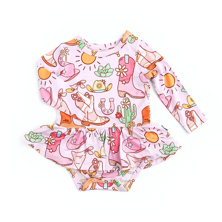 Gigi and Max – wholesale Tutu - Barn – Lainey Rosa Western Tutu Bebisdräkt med Tryckknappar