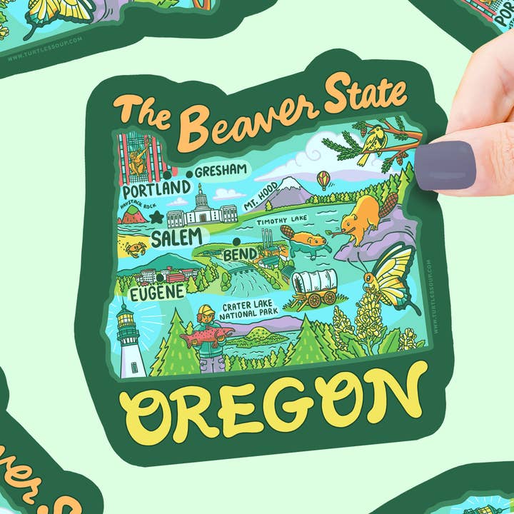 Oregon Map Art Beaver State Portland Car Decal Vinyl Sticker for wholesale by Turtle's Soup