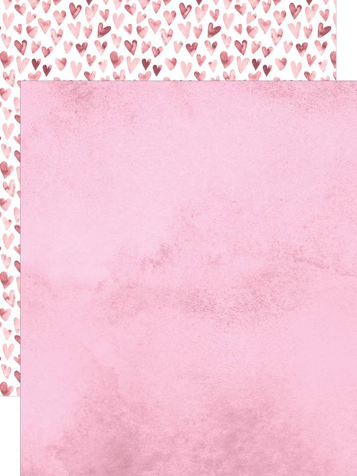 Pink Watercolor Hearts 12 x 12 Paper for wholesale by Paper House Productions