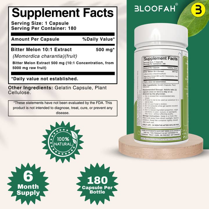 Bloofah – Großhandel Nahrungsergänzungsmittel/Vitamin zum Einnehmen – Bittermelonen-Kapseln 500mg | 10:1 Extrakt, natürlich, nicht-GVO