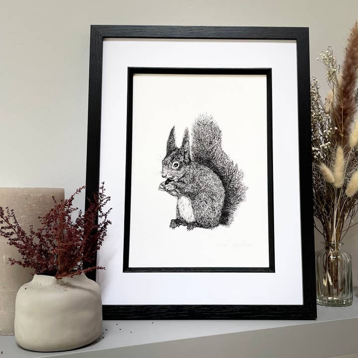 Sadie Squirrel A4 Giclee Print for wholesale by Kate Please