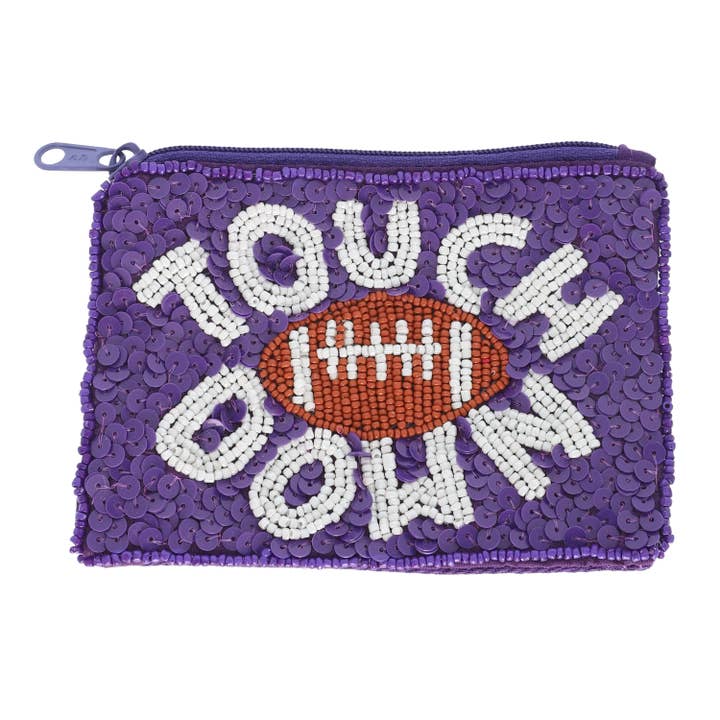 SP Sophia Collection - Wholesale Coin Purse - Women's - Game Day Football beaded Sequin Coin Bag6