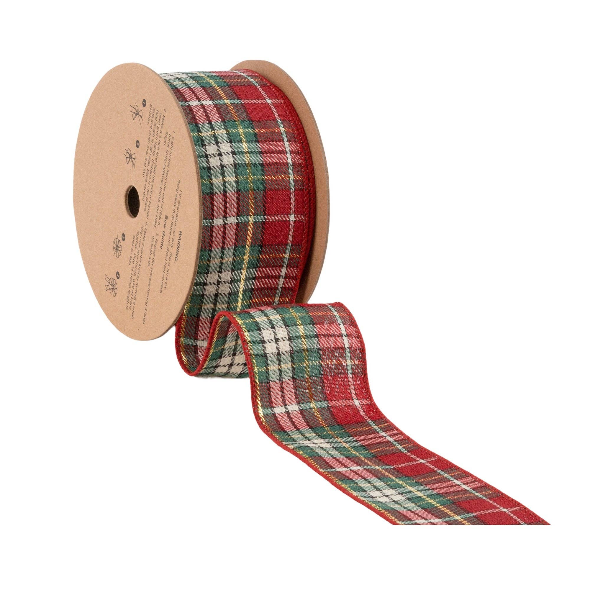 LA Ribbons Wholesale – wholesale Ribbon – Gift wrapping – 2 1/2" Wired Ribbon | Red/Green Traditional Plaid | 10 Yard Roll2