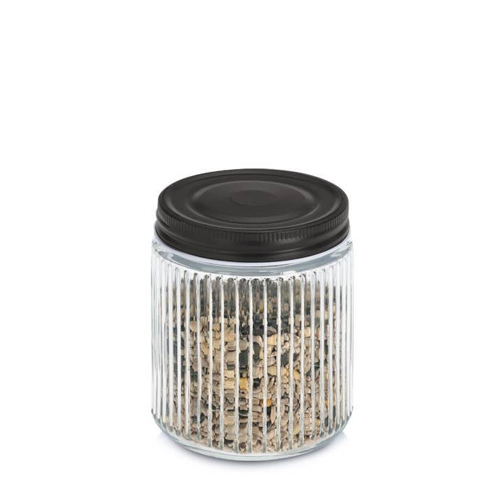 Transparent Black Storage jar with metal lid, 520 ml for wholesale on Faire1