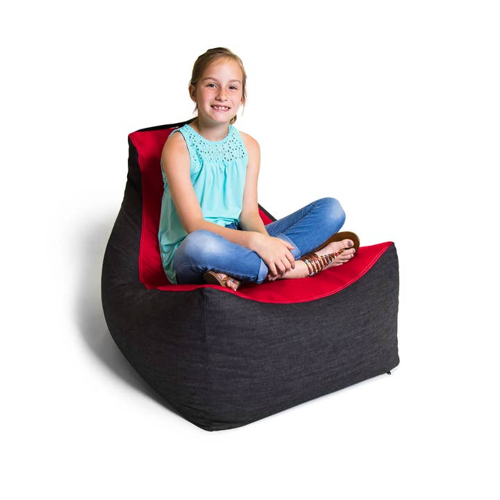 LuvU - Wholesale Chair - Jaxx Pixel Gamer Bean Bag Chair, Premium Vinyl / Dark Denim73