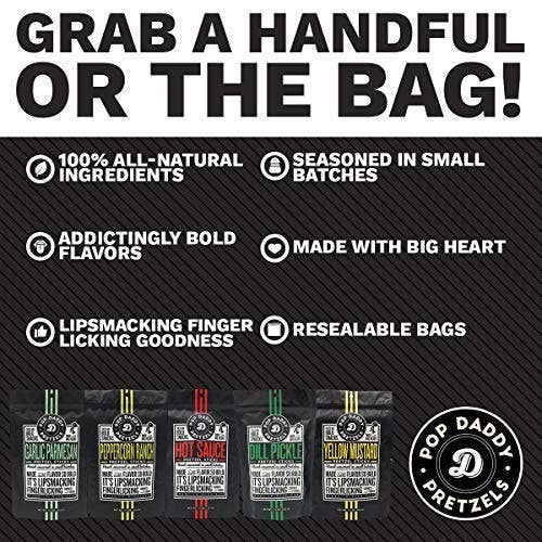 Shop The King - Wholesale Pretzels - Pop Daddy Flavored Pretzels Sticks | Dill Pickle Flavor | 3oz Healthy Gourmet Pretzels Snacks | 15 Pack