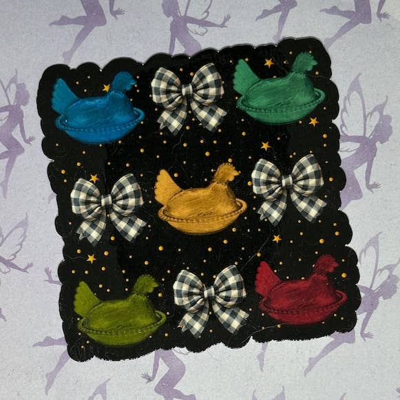 My Graphic Fairy Designs - Wholesale Sticker - Hen on Nest Sticker, Coquette Chicken Decal0