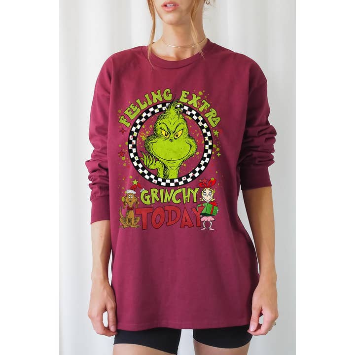 COLORBEAR - Wholesale Graphic Sweatshirt - Women's - FEELING EXTRA GRICHY TODAY,CHRISTMAS,GRINCHMAS UNISEX RIB