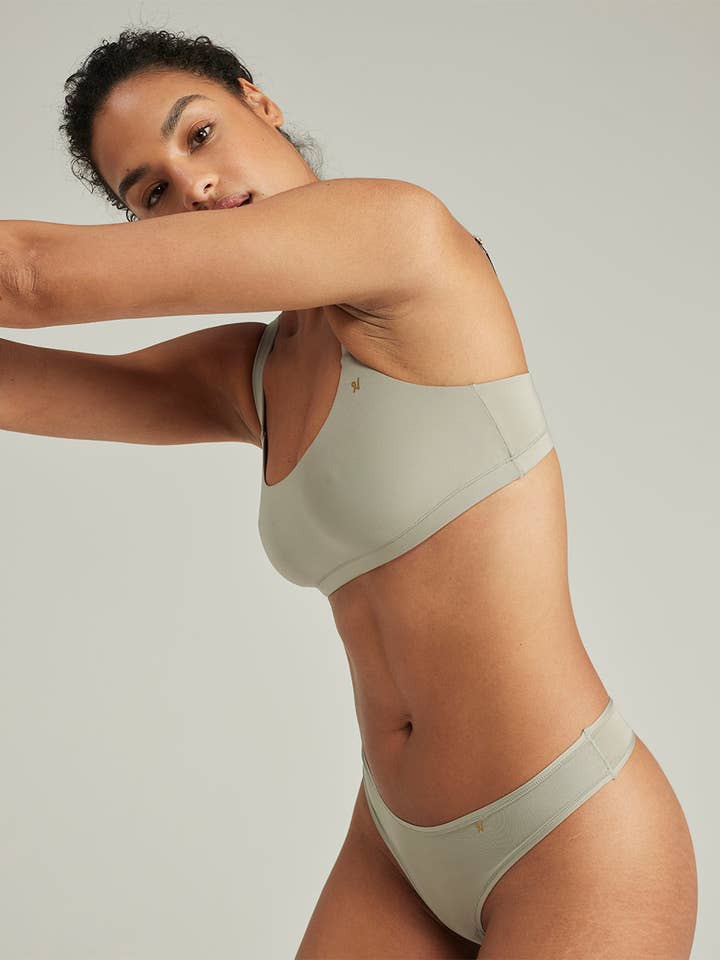 The Stretch Scoop Neck Bralette - Sage Green for wholesale by Nudea