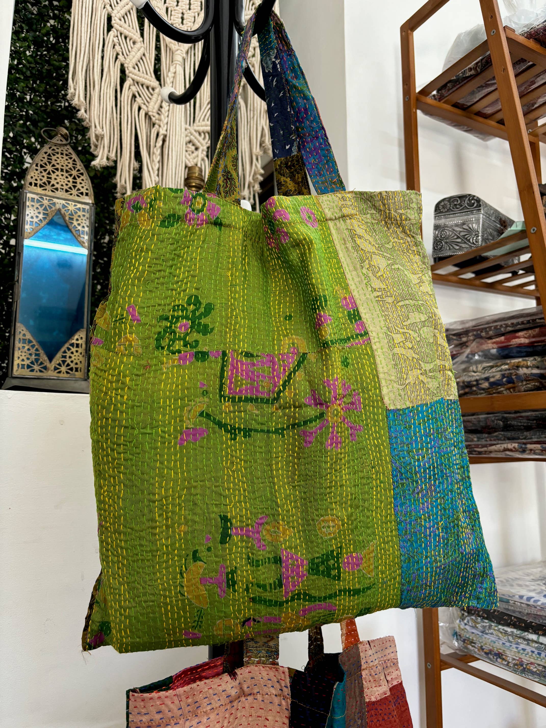 Meghcraft - Wholesale Tote Bag - Women's - SIlk Kantha Tote Bags-Reversible Silk Kantha Shopping Bags9