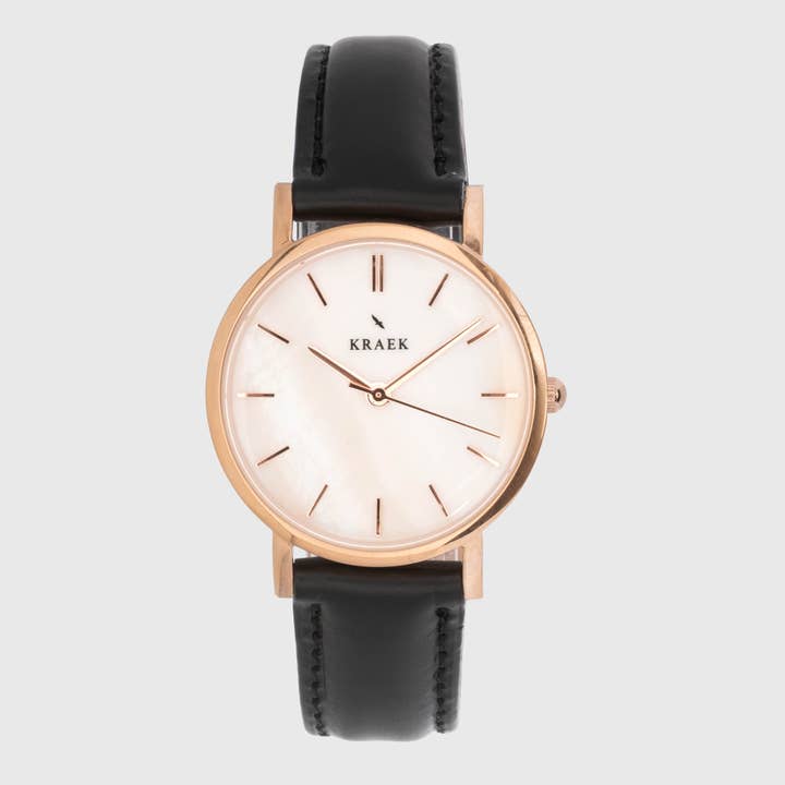 Isabel | Or Rose | Noir | 32 mm pour la vente par KRAEK Watches