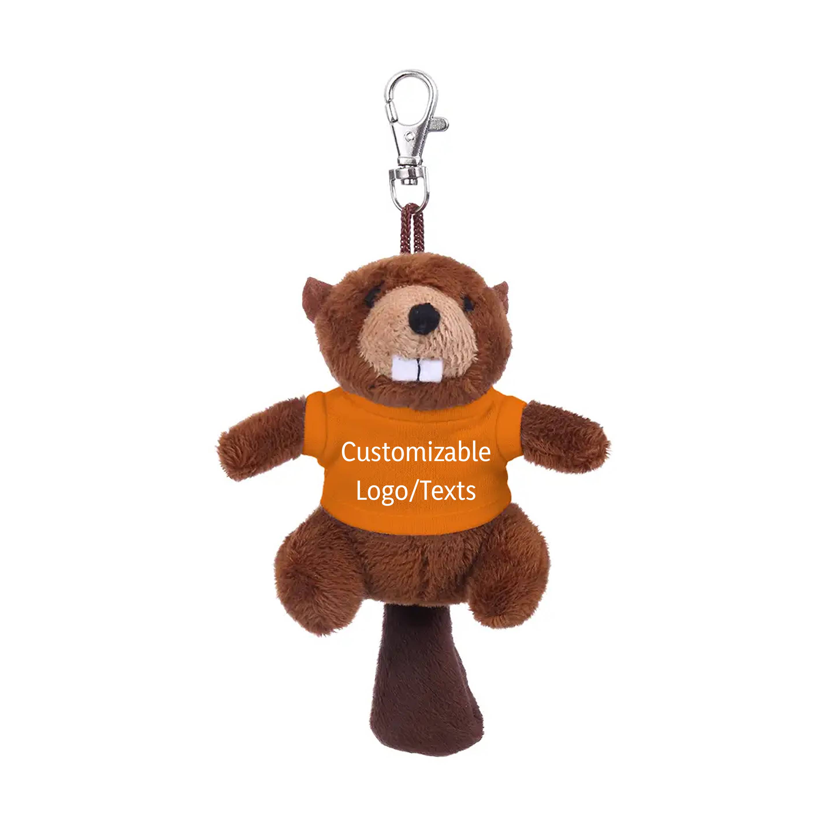 Plushland - Wholesale Keychain - Unisex - 4" Keychain - Beaver with customized shirt18