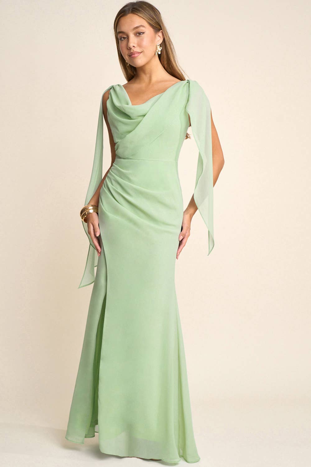 Maniju – Engroshandel Kjole - Dame – Maxi-kjole i glinsende georgette chiffon7