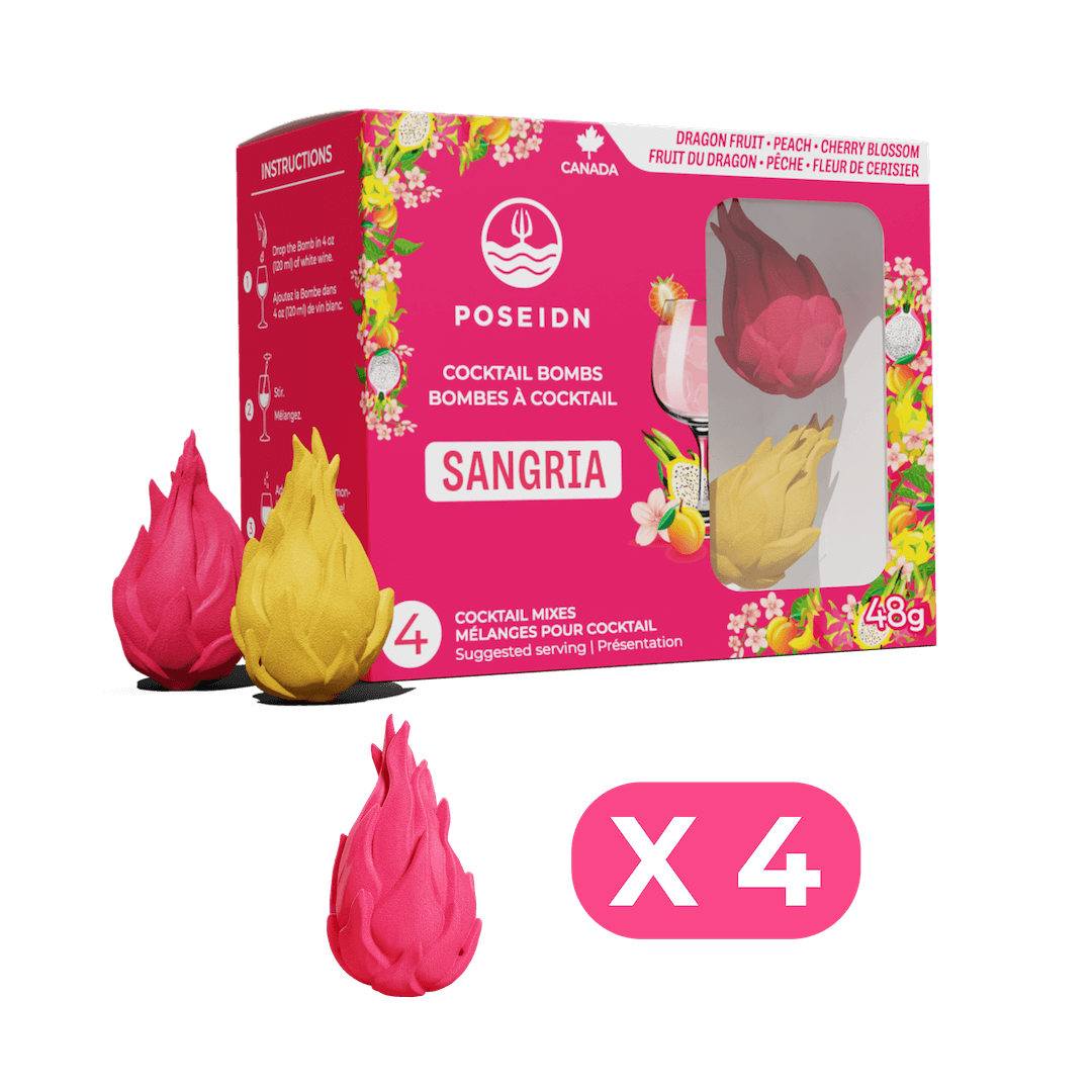 Poseidn - Drink Bombs - Wholesale Cocktail Mix/Syrup - Dragon fruit, Peach & Cherry blossom0