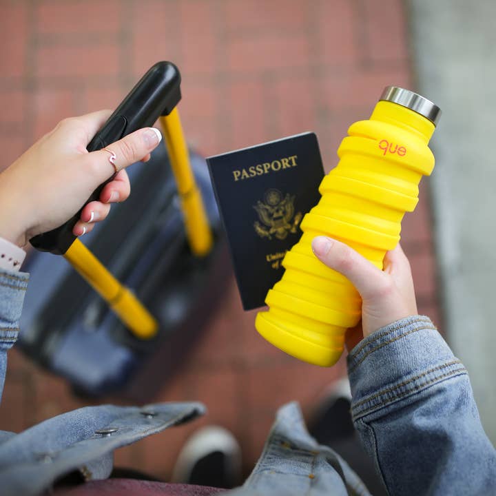 Que Factory - Vente Bouteilles d'eau - Bouteille d'eau pliable 20oz - Jaune agrumes2