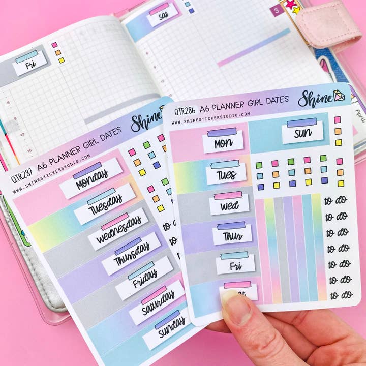 A6 Planner Girl Hobonichi Date Cover Stickers for wholesale by Shine Sticker Studio