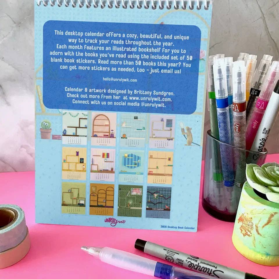 Unruly Wit - Wholesale Calendar - 2026 Book Tracking Desktop Calendar5