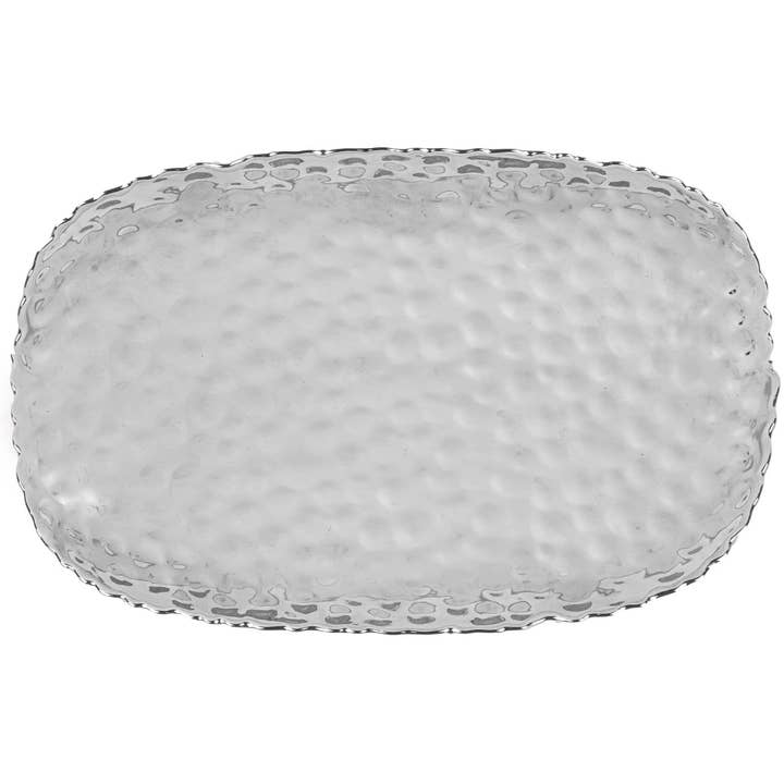 Bandeja de servicio rectangular martillada plateada 18X12 para venta al por mayor de Home Essentials