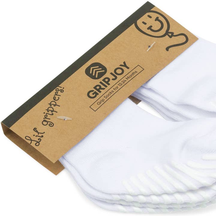 Chaussettes White Grip pour tout-petits et enfants - 4 paires pour la vente par Gripjoy
