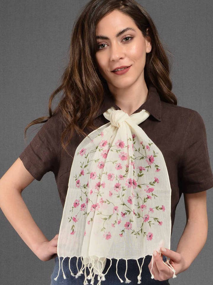 Bufanda de algodón con flores rosas para venta al por mayor de Dosimira