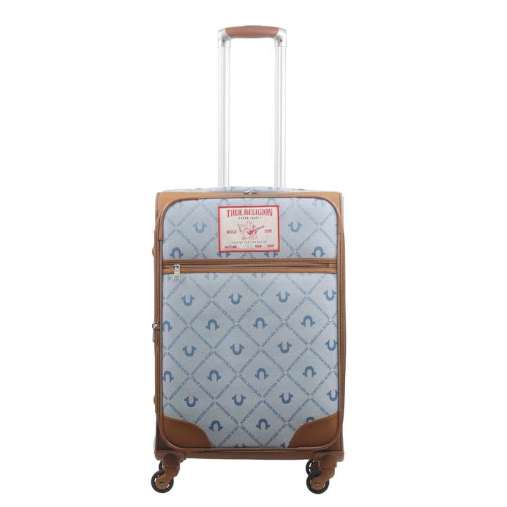 FUL Luggage (Concept One) - Wholesale Luggage - True Religion Light Blue 27" Soft Sided Logo Monogram Spinner Luggage