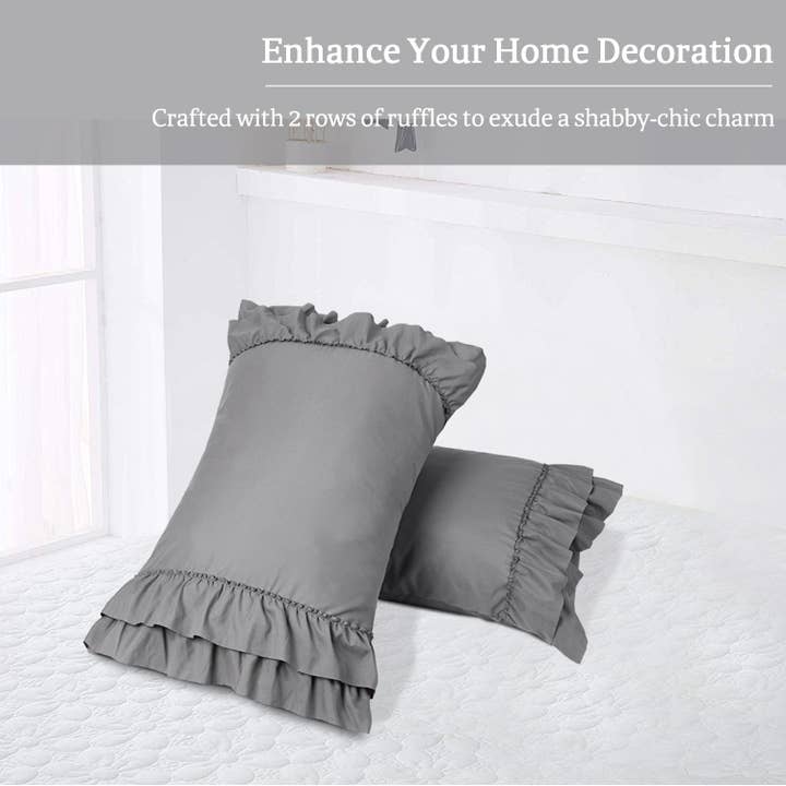 HIG - Wholesale Bedding Pillowcase/Sham - 2 Piece Handcraft Chic Ruffle French Country Style Pillow Shams1