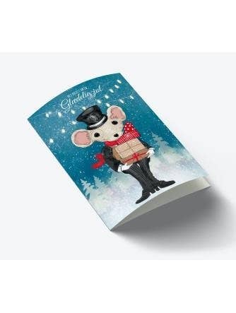 Mouse and Pen Illustration ApS - Wholesale Christmas Card - Ønsker dig en glædelig jul A7card (Danish)0