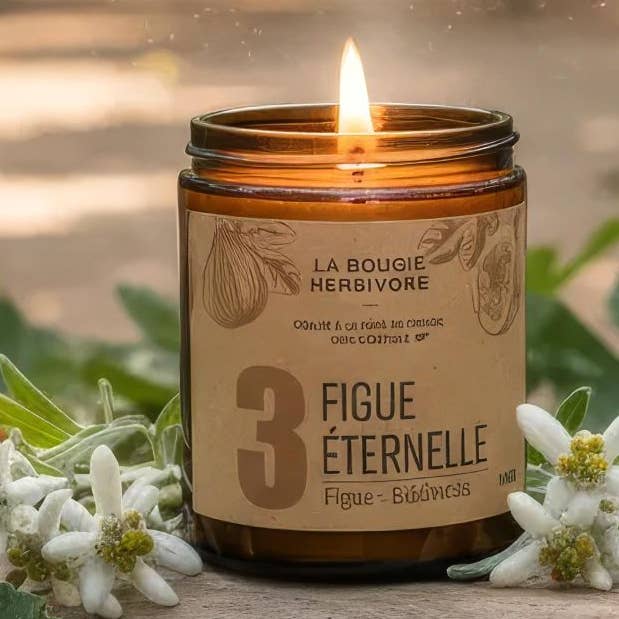 Bougie parfumée naturelle N°3 Figue Éternelle – 3 formats pour la vente par LA BOUGIE HERBIVORE