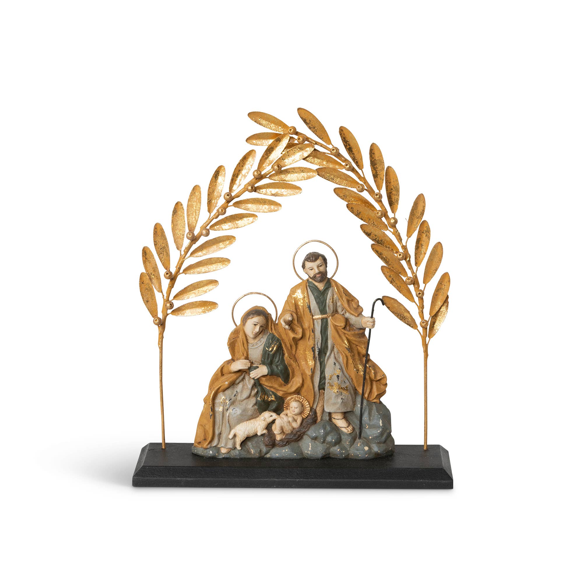 Park Hill Collection - Wholesale Christmas Decoration - Guelder Holy Family with Olive Branches0